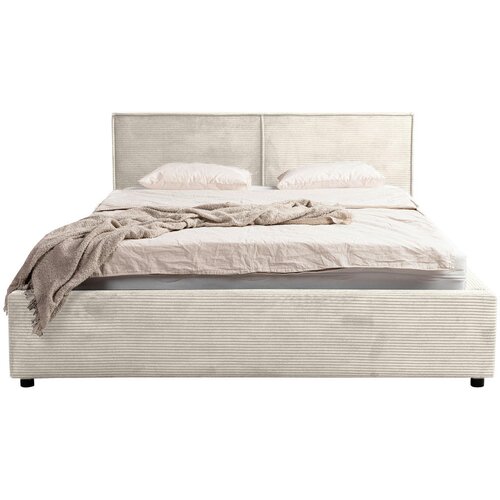 MID.YOU OBLAZINJENA POSTELJA 140 cm x 200 cm , les, tekstil, leseni material krem barve Slike