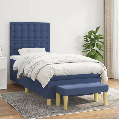  Box spring postelja z vzmetnico moder 80x200 cm blago, (20894442)