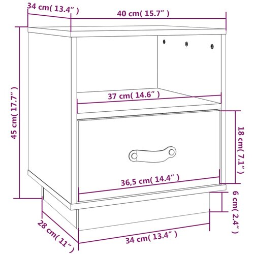  Noćni ormarići 2 kom sivi 40 x 34 x 45 cm od masivne borovine Slike