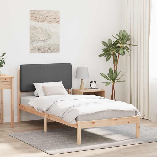 vidaXL Posteljni okvir z oblazinjenim vzglavjem Temno siva 90 x 200 cm Cene