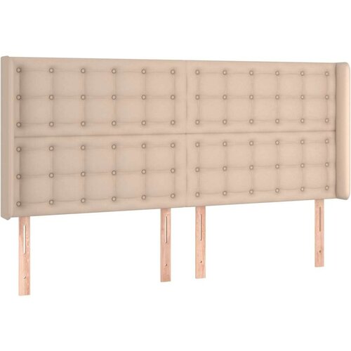  Krevet box spring madrac LED cappuccino 200x200cm umjetna koža Slike