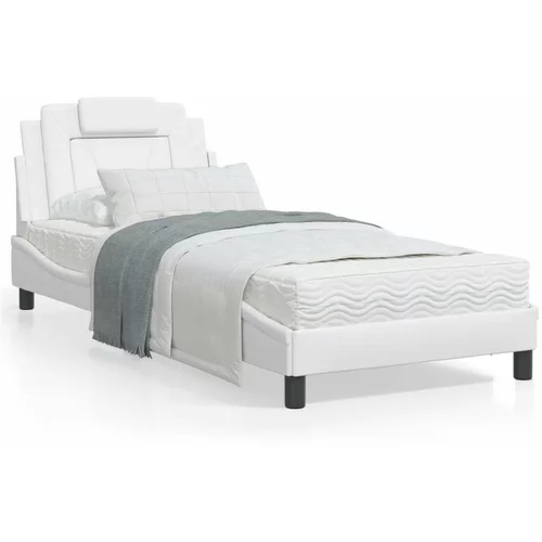  Krevet s madracem bijeli 90 x 200 cm od umjetne kože