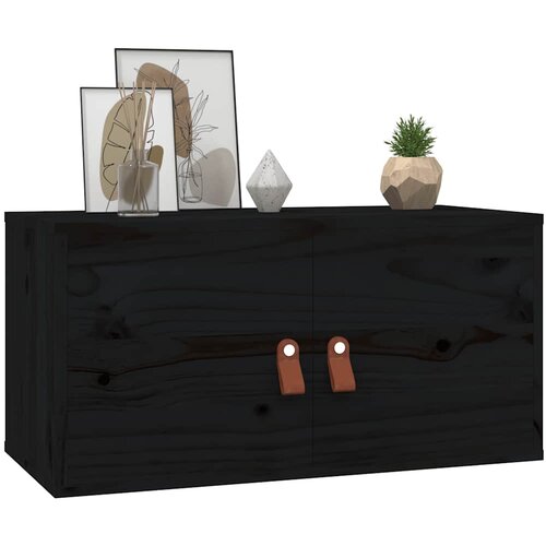  Zidni ormarići 2 kom crni 60x30x30 cm od masivne borovine Slike