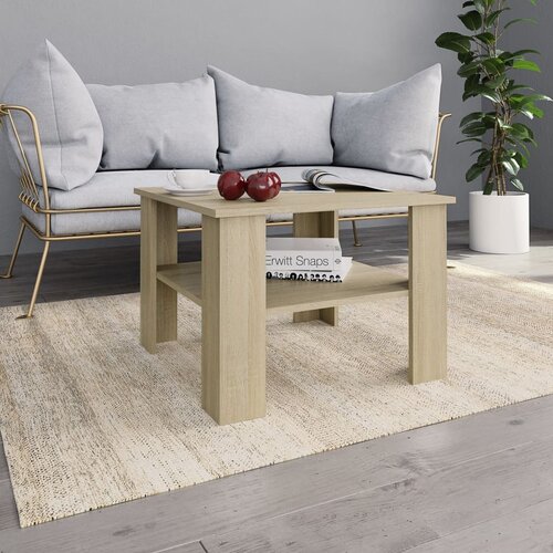 VidaXL Klubska mizica sonoma hrast 60x60x42 cm iverna plo&amp;scaron;ča Slike