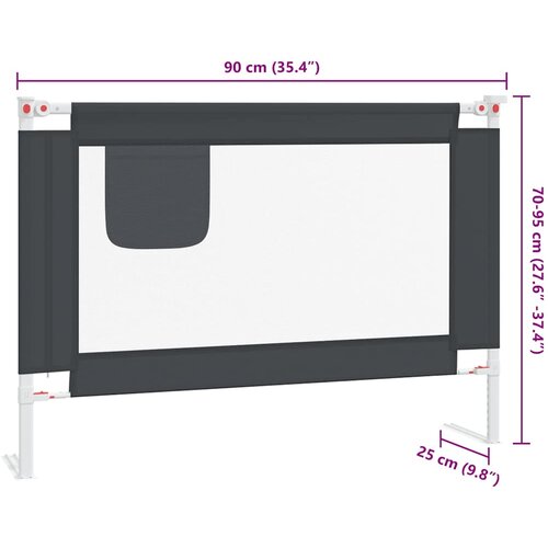  Sigurnosna ogradica za dječji krevet tamnosiva 90x25 cm tkanina Slike