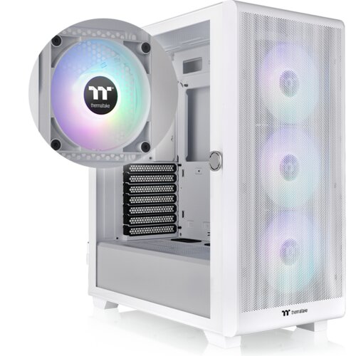 Thermaltake S250 TG ARGB Snow Mid tower case, white,4x CT120 ARGB white fans Cijene