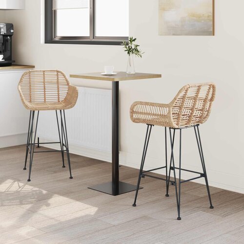  Barski stolac 2 pcs 55 x 52 x 92 cm Ratan i čelik Slike