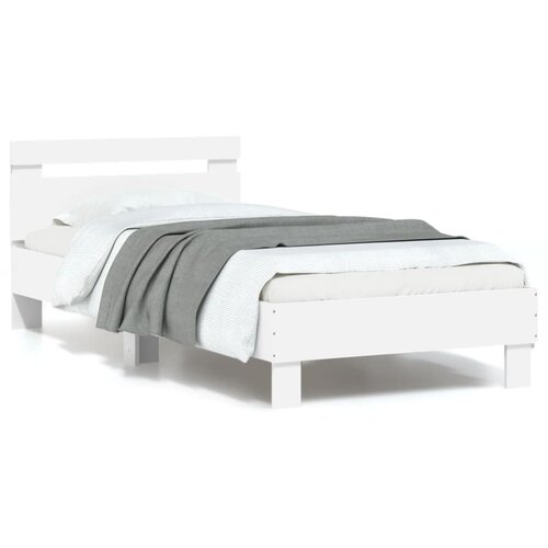 vidaXL Okvir za krevet s uzglavljem i LED svjetlima bijeli 90x200 cm Cene