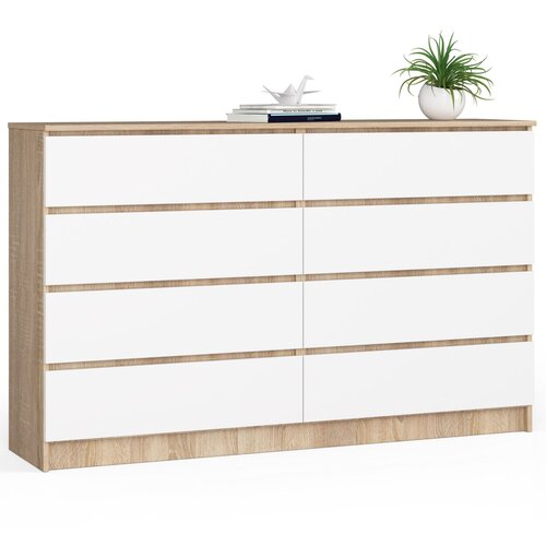 AKORD KOMODA K160 8SZ CLP OAK SONOMA / BELA, (21703264) Slike