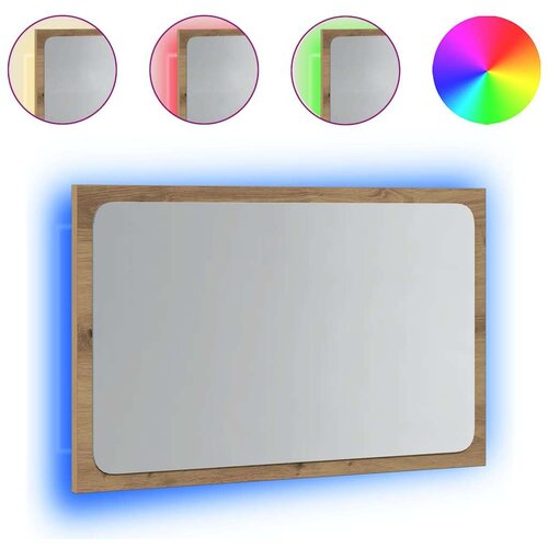 VidaXL Kupaonsko ogledalo s LED svjetlom boja hrasta 60x8,5x38 cm Slike