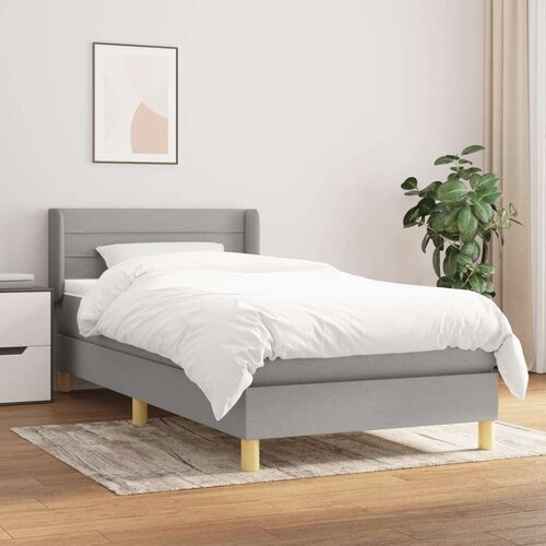  Box spring postelja z vzmetnico svetlo siva 80x200 cm blago, (20846782) Slike