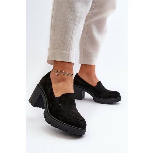 Kesi Women's eco suede high-heeled and platform shoes, black Arablosa Cene