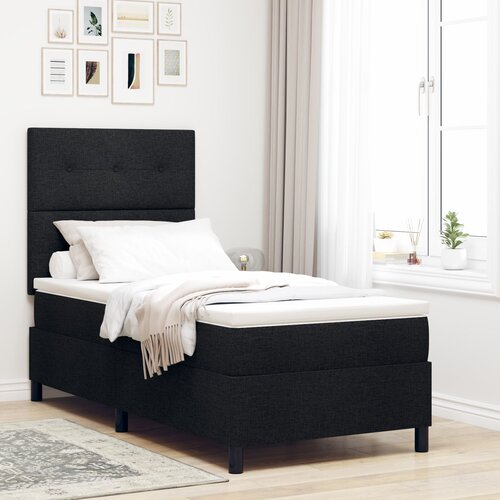 VidaXL krevet s kutijom s madracem crni 80x200 cm tkanina Slike