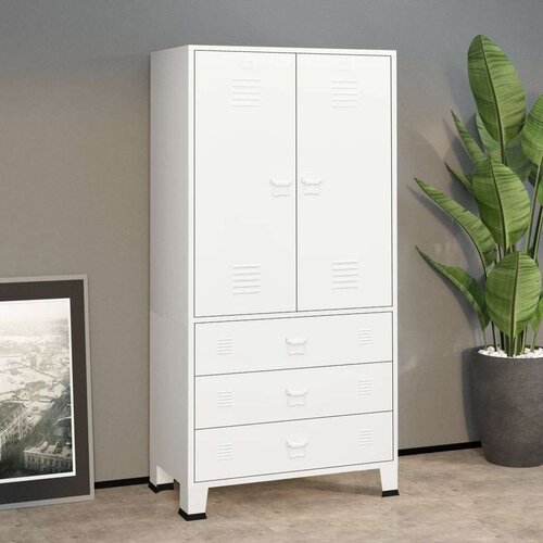 vidaXL garderobna omara bela 90x50x180 cm kovina Cene
