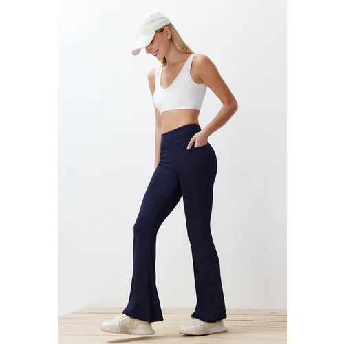 Trendyol Navy Blue Scuba/Diving Fabric Relaxed Cut Flare Leg Knitted Sports Sweatpants