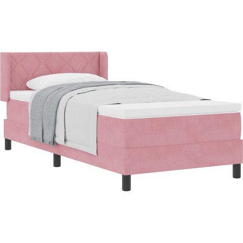 VidaXL Box Spring Postelja s Mattresom Roza 100x200 cm Žamet, (22049957) Slike