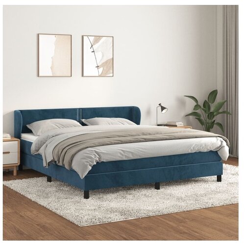 vidaXL Box spring postelja z vzmetnico temno modra 160x200 c Cene