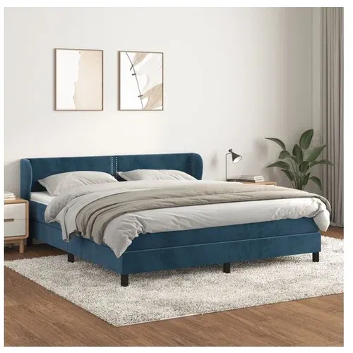 vidaXL Box spring postelja z vzmetnico temno modra 160x200 c