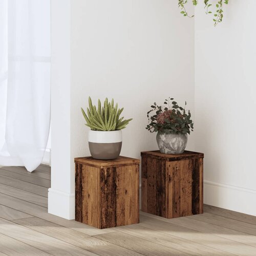 vidaXL Stojalo za rastline 2 kosa starinski les 15x15x20 cm inž. les Cene