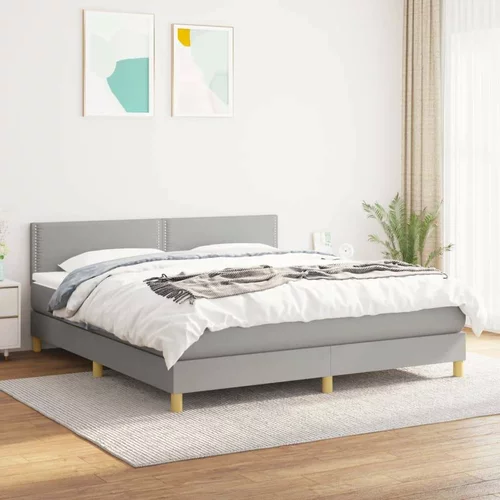  Box spring postelja z vzmetnico svetlo siva 160x200 cm žamet, (20898442)
