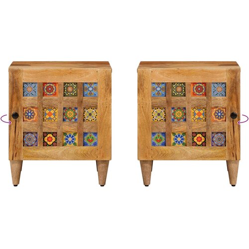  Noćni ormar 2 kom. Prirodna 40 x 33 x 46 cm Čvrsto drvo manga Slike