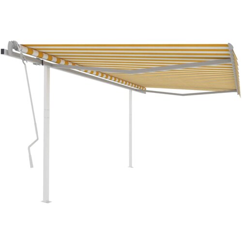 vidaXL ročno zložljiva tenda s stebrički 4x3,5 m rumena in bela Cene