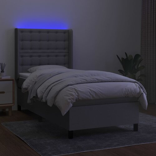 Krevet box spring s madracem LED svjetlosivi 90x200 cm tkanina Slike