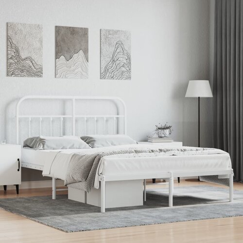 vidaXL Metalni okvir za krevet s uzglavljem bijeli 140 x 200 cm Cijene