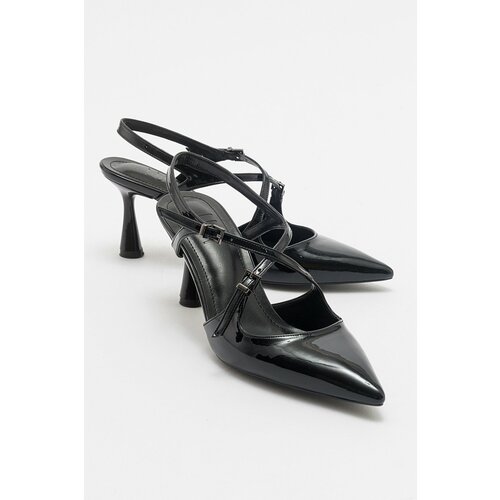 LuviShoes COJE Black Patent Leather Women's Pointed Toe Thin Heel Shoes Cene