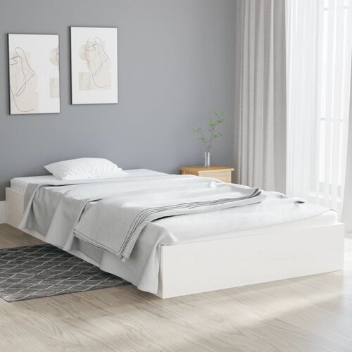 The Living Store Posteljni okvir bel trden les 100x200 cm - Posteljni Okvir, (21526044) Slike
