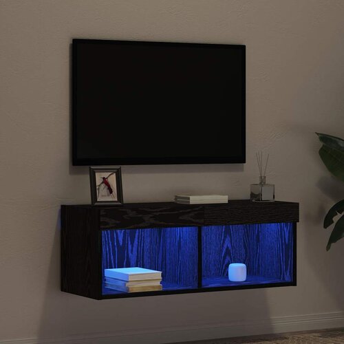  Set TV komoda Crni hrast 80 x 30 x 30 cm Konstruirano drvo Slike
