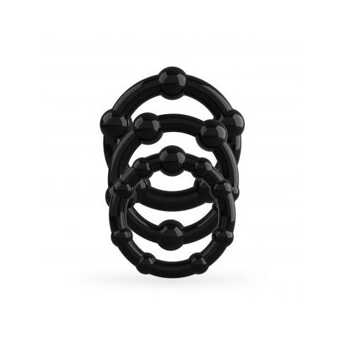 Crushious Komplet prstenova za penis - Triple Bead, crni Slike