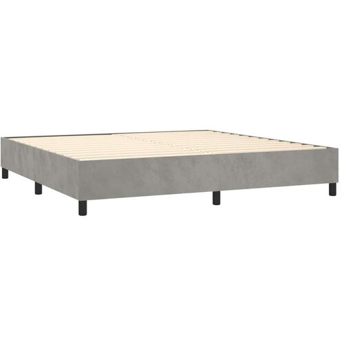  Box spring s madracem LED svjetlosivi 200x200 cm bar&amp;scaron;un Slike