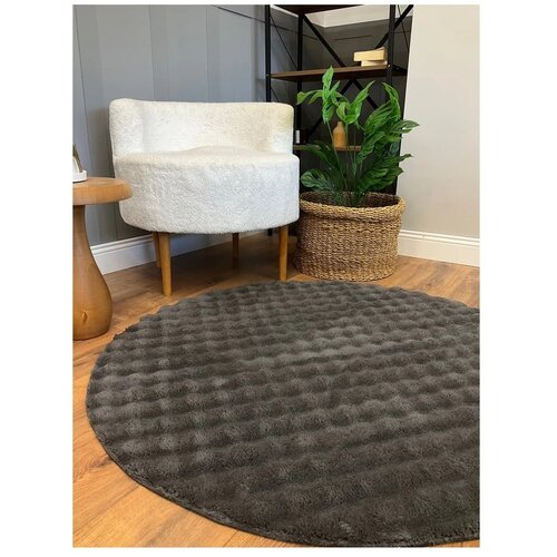 Oyo Concept Antracitno sivi periv okrugao tepih &amp;oslash; 155 cm Bubbly &amp;ndash; Slike