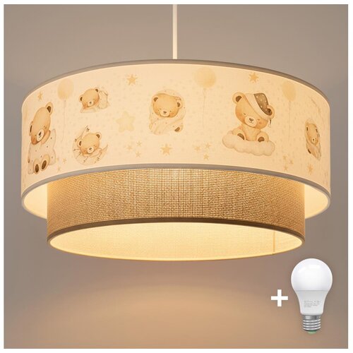  Brilagi- LED dečiji luster na sajli BOBO 1xE27/10W/230V, prečnik 40 cm, bela/bež/sa motivom medvedića Cene