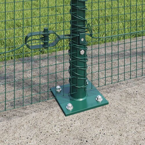 VidaXL Zavarena žičana ograda s 7 Flanged stupova Zelena 1.6x10 m Čelik Slike