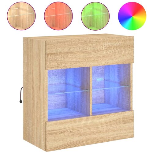 Maison Chic Stenska TV omarica - TV stojalo - Televizijska omarica z LED lučkami sonoma hrast 58,5x30x60,5 cm, (21700077) Slike