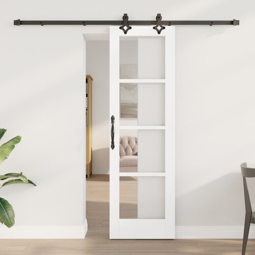 vidaXL Drsna vrata z kompleti pribora bela 61x198.5 cm masiven les bor, Notranja vrata z steklom "ORKDAL" bela 61x198.5x4 cm Cene