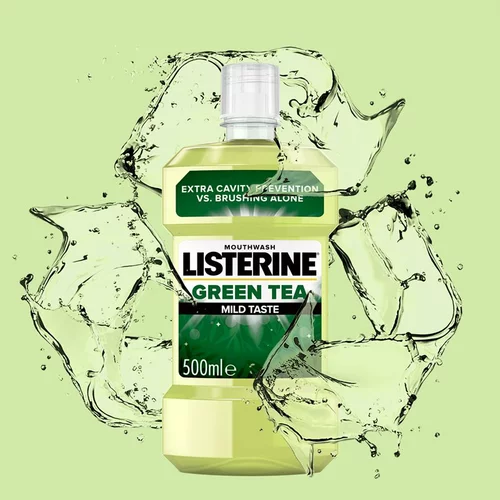 Listerine Green Tea Mild Taste Mouthwash brezalkoholna ustna vodica za krepitev zobne sklenine 500 ml unisex