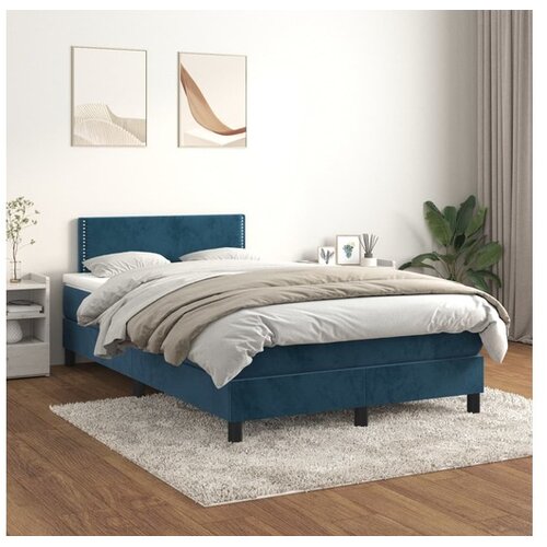  Box spring postelja z vzmetnico temno modra 120x200 cm žamet Cene