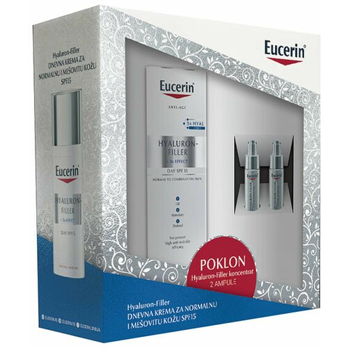 Eucerin box hyaluron-filler dnevna krema za mešovitu kožu, 50 ml + 2 ampule koncentrata gratis Slike