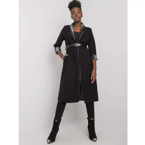 Fashion Hunters Black coat with pockets and belt