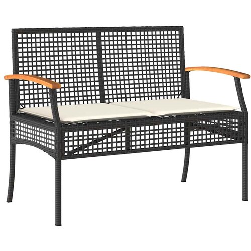  5-dijelni vrtni blagovaonski set s jastucima od poliratana crni Crna 140 cm table length Slike
