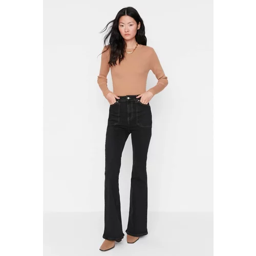 Trendyol Black Pocket Detailed High Waist Flare Jeans