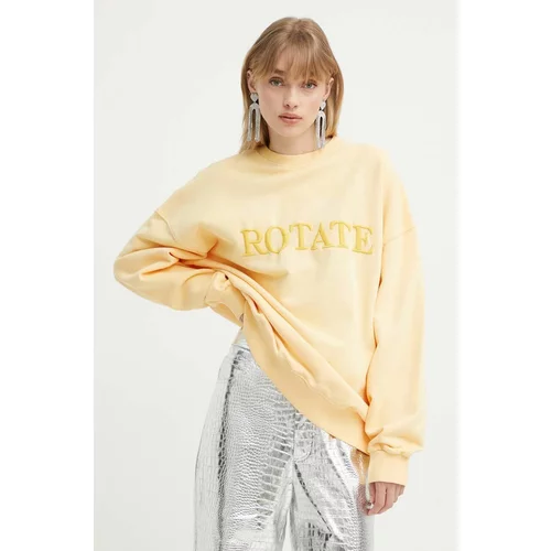 ROTATE Bombažen pulover ženska, rumena barva