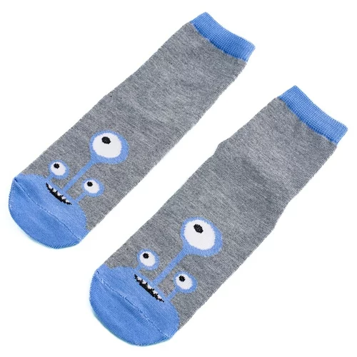 TRENDI Non-slip children's socks gray blue alien