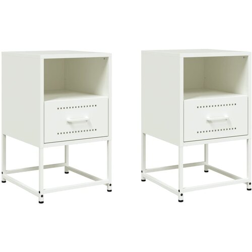 Maison Chic Dvo delni komplet Nočne omarice - Nočne mize bela 36x39x60,5 cm jeklo, (21687732) Slike