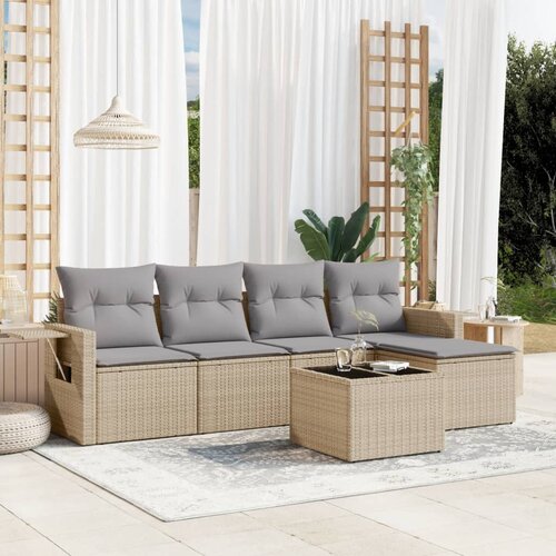 vidaXL 6-dijelni set vrtnih sofa s jastucima bež od poliratana Cijene