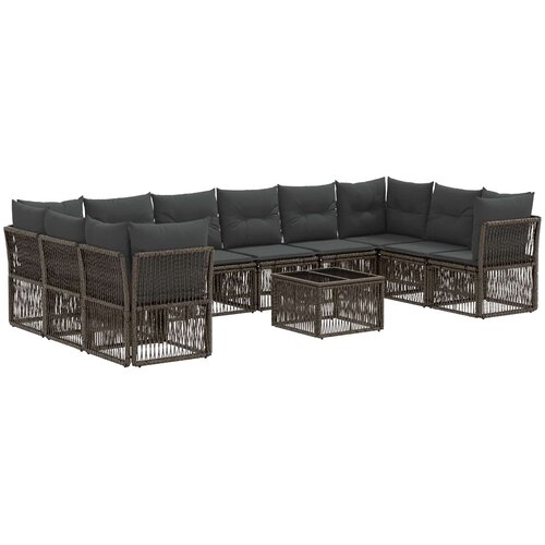vidaXL Vrtna sedežna garnitura 11 pcs Siva poli ratan, (5000272091) Cene