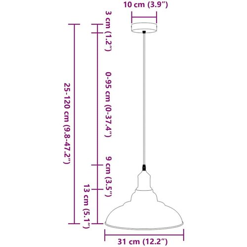 vidaXL Visilica podesiva po visini E27 sjajna narančasta Ø 31 cm metal Cijene
